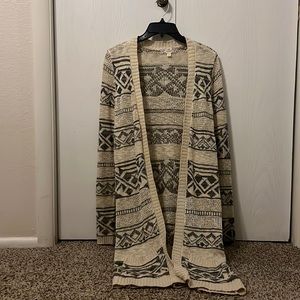 WOMENS LIGHT WEIGHT KNIT TRIBAL PRINT CARDIGAN SIZE M